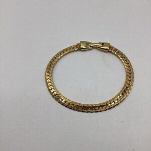 1990s  Napier Gold Tone Herringbone Bracelet-Signed